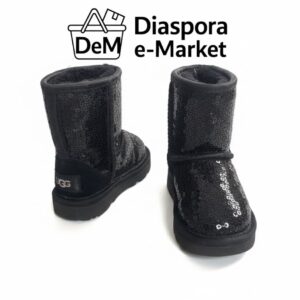 bottines d'hiver fourrées noires à paillettes pour enfants taille 22 (eur)